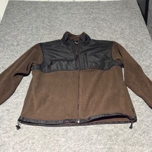 Chaps Fleece Jacket Full Zip Men's Size XL Brown Black Outdoor Casual